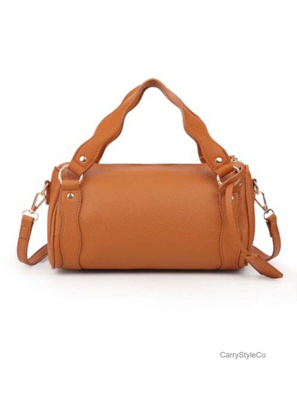 PU Leather Boston Crossbody Bag Top Handle Satchel Adjustable Strap Barrel Purse